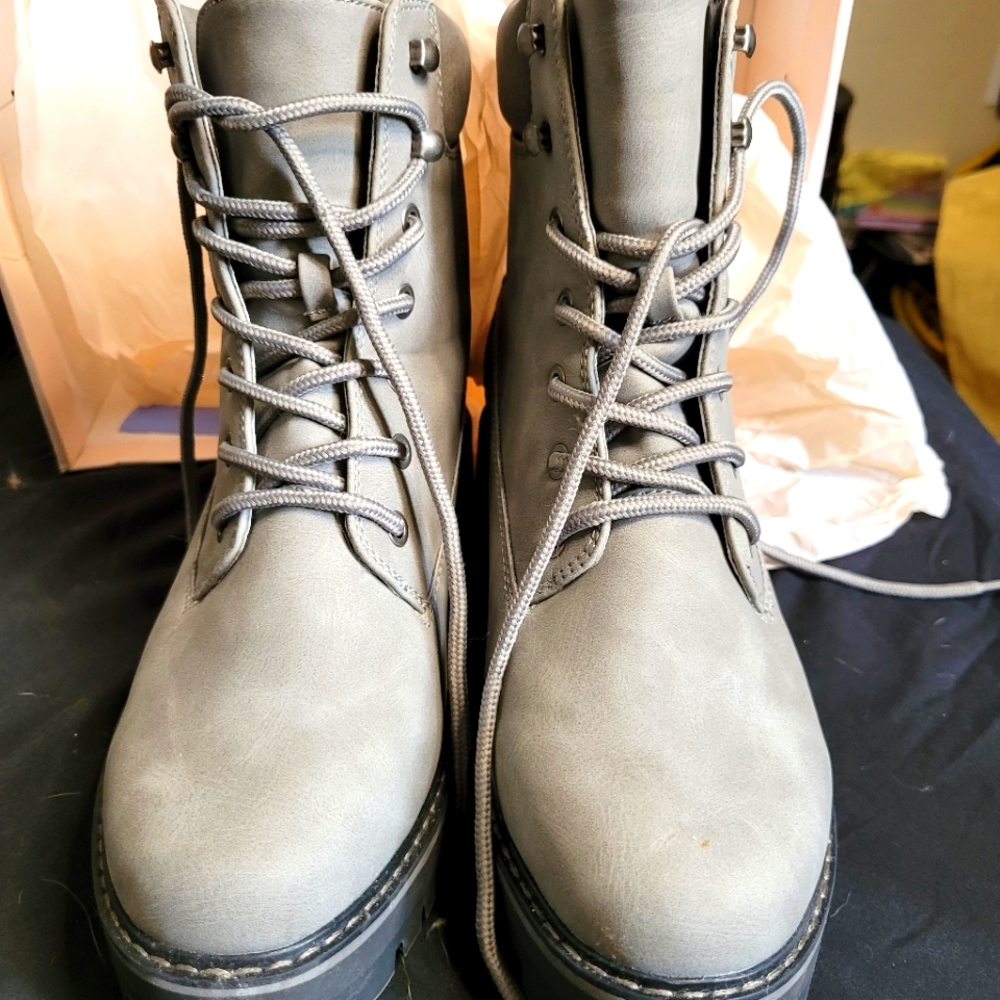 Grey Combat Boots